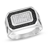 Thumbnail Image 0 of Men's Black and White Cubic Zirconia Rectangle Ring in Sterling Silver - Size 10