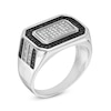 Thumbnail Image 1 of Men's Black and White Cubic Zirconia Rectangle Ring in Sterling Silver - Size 10