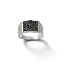 Black and White Cubic Zirconia Dome Ring in Sterling Silver
