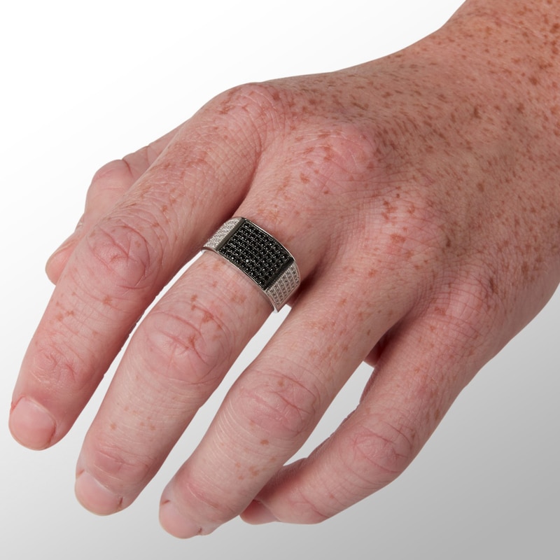 Main Image 3 of Black and White Cubic Zirconia Dome Ring in Sterling Silver