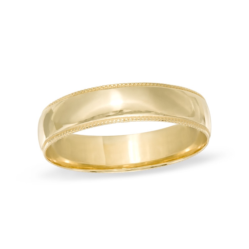 4mm Beaded Wedding Band in 10K Gold - Size 8