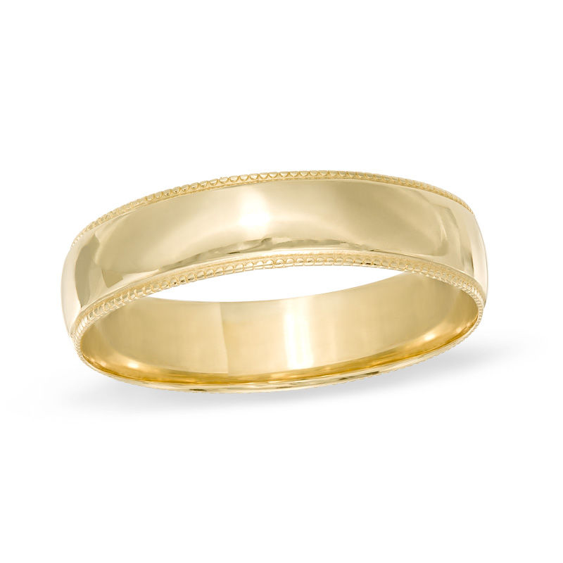 Main Image 1 of 5mm Beaded Wedding Band in 10K Gold - Size 10
