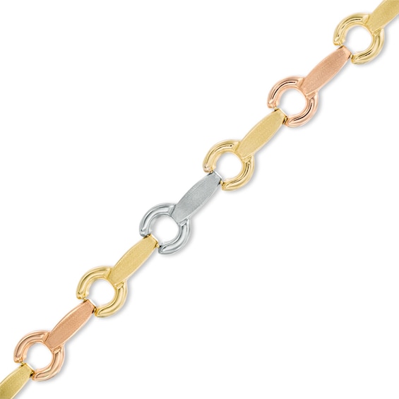 Bar Link Bracelet in 14K Tri-Tone Gold - 7.25"