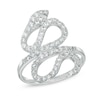 Thumbnail Image 1 of Cubic Zirconia Slithering Snake Ring in Sterling Silver - Size 7