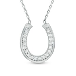 Cubic Zirconia Horseshoe Necklace in Sterling Silver - 16&quot;