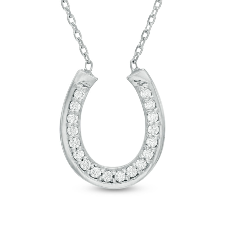 Cubic Zirconia Horseshoe Necklace in Sterling Silver - 16"