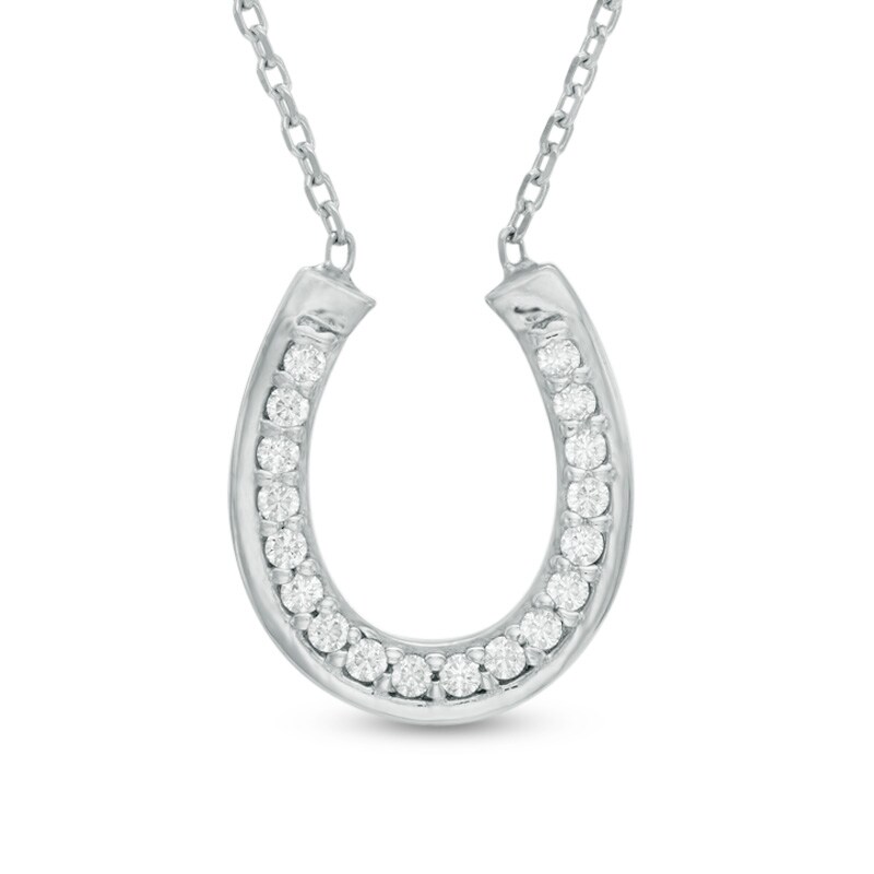 Main Image 1 of Cubic Zirconia Horseshoe Necklace in Sterling Silver - 16"
