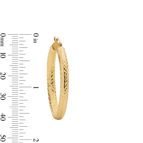 35mm Diamond-Cut Hoop Earrings in 14K Tube Hollow Gold