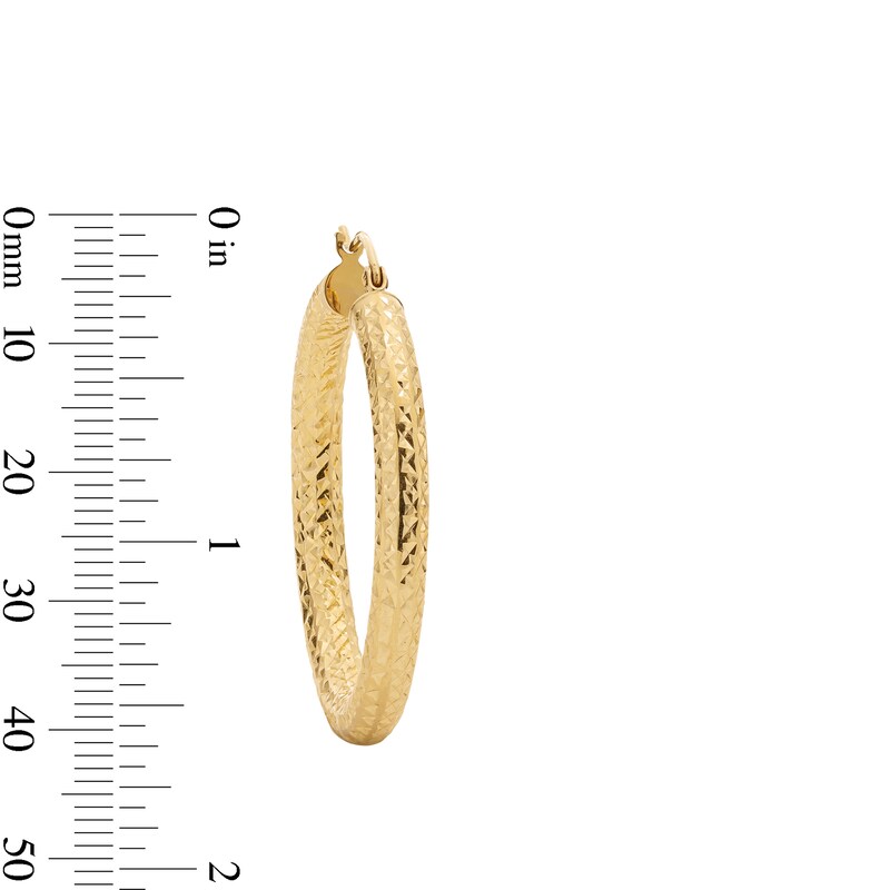 Main Image 2 of 35mm Diamond-Cut Hoop Earrings in 14K Tube Hollow Gold