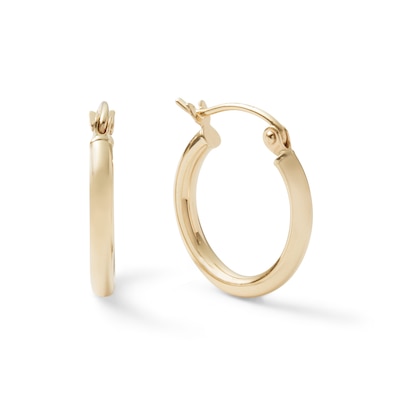 15mm Hoop Earrings in 14K Tube Hollow Gold