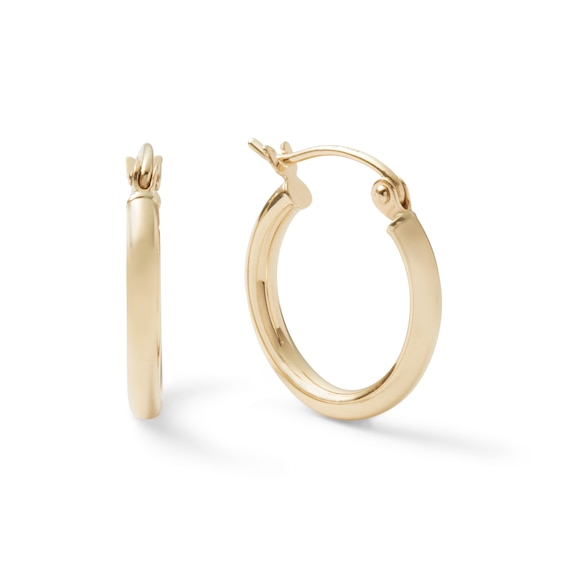 15mm Hoop Earrings in 14K Tube Hollow Gold