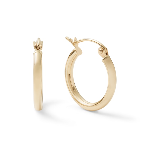 15mm Hoop Earrings in 14K Tube Hollow Gold