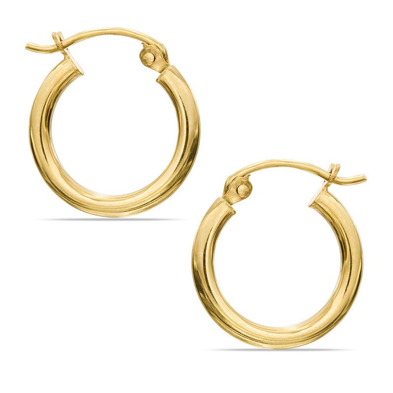 15mm Hoop Earrings in 14K Tube Hollow Gold Banter
