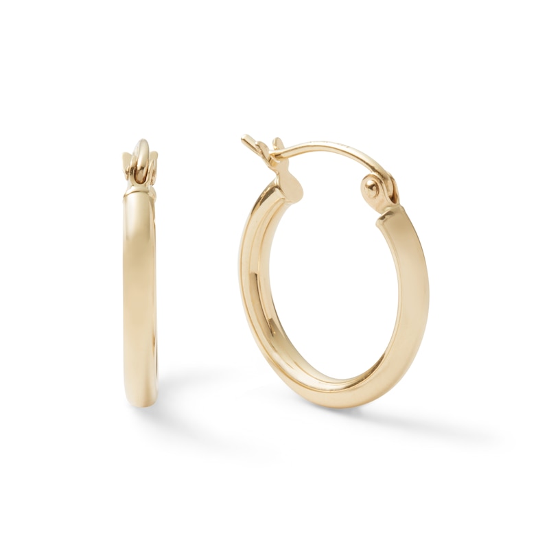 15mm Hoop Earrings in 14K Tube Hollow Gold