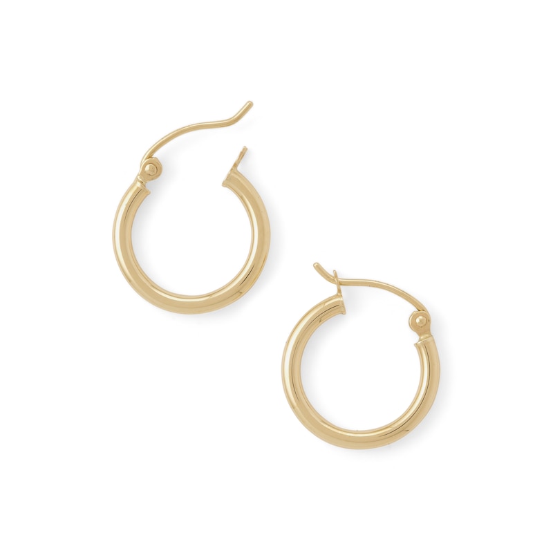 15mm Hoop Earrings in 14K Tube Hollow Gold