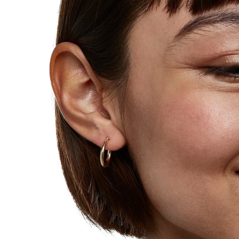 Main Image 3 of 15mm Hoop Earrings in 14K Tube Hollow Gold