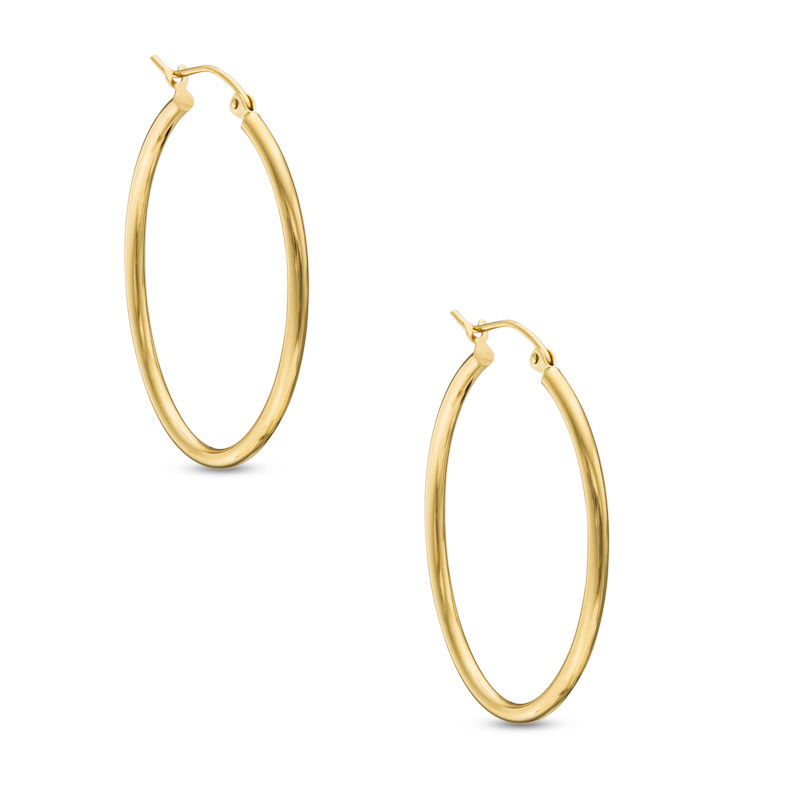 35mm Oval Hoop Earrings in 14K Gold