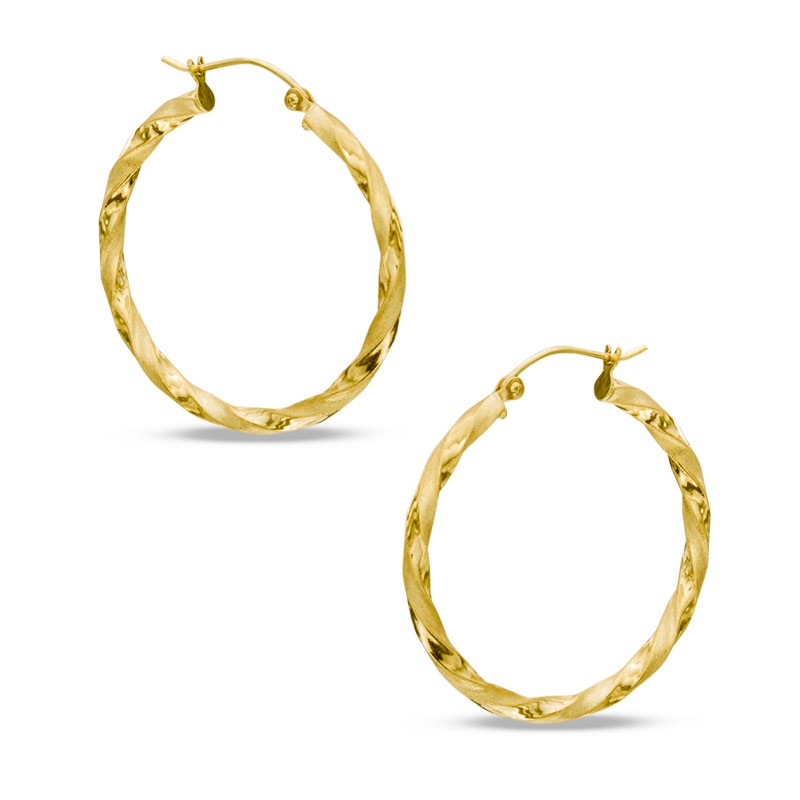 30mm Twist Hoop Earrings in 14K Tube Hollow Gold