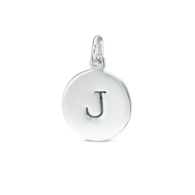 Initial "J" Disk Charm in Sterling Silver