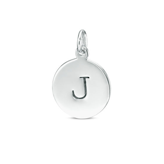 Initial "J" Disk Charm in Sterling Silver