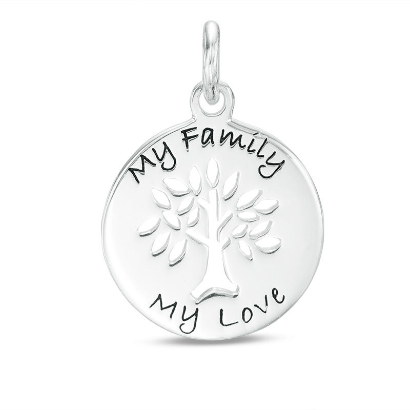 Main Image 1 of "My Family, My Love" Family Tree Disc Bracelet Charm in Sterling Silver
