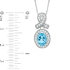 Thumbnail Image 1 of Oval Blue Topaz and Cubic Zirconia Frame Pendant, Ring and Earrings Set in White Rhodium Brass