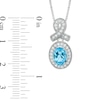 Thumbnail Image 2 of Oval Blue Topaz and Cubic Zirconia Frame Pendant, Ring and Earrings Set in White Rhodium Brass