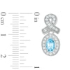 Thumbnail Image 2 of Oval Blue Topaz and Cubic Zirconia Frame Pendant, Ring and Earrings Set in White Rhodium Brass