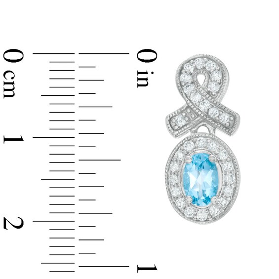Oval Blue Topaz and Cubic Zirconia Frame Pendant, Ring and Earrings Set in White Rhodium Brass