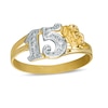 Thumbnail Image 1 of Cubic Zirconia "15" Quinceañera Rose Ring in 10K Two-Tone Gold - Size 7.5