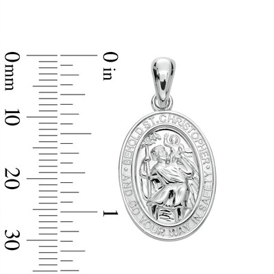 Solid Sterling Silver Oval Saint Christopher Protection Necklace Charm