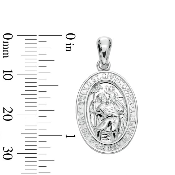 Solid Sterling Silver Oval Saint Christopher Protection Necklace Charm