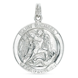 St. Michael Medallion Necklace Charm in Sterling Silver