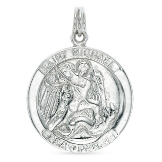 St. Michael Medallion Necklace Charm in Sterling Silver