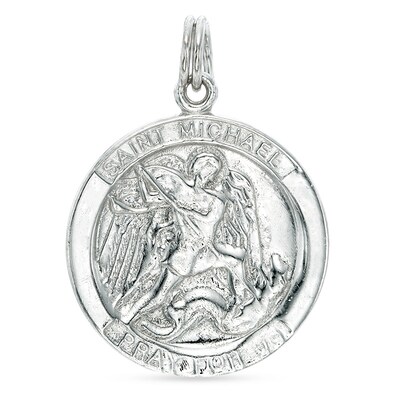 St. Michael Medallion Necklace Charm in Sterling Silver