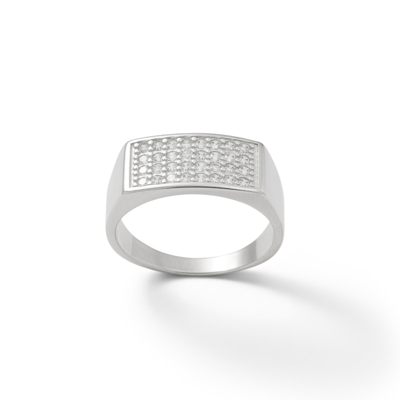 Cubic Zirconia Rectangle Ring in Solid Sterling Silver