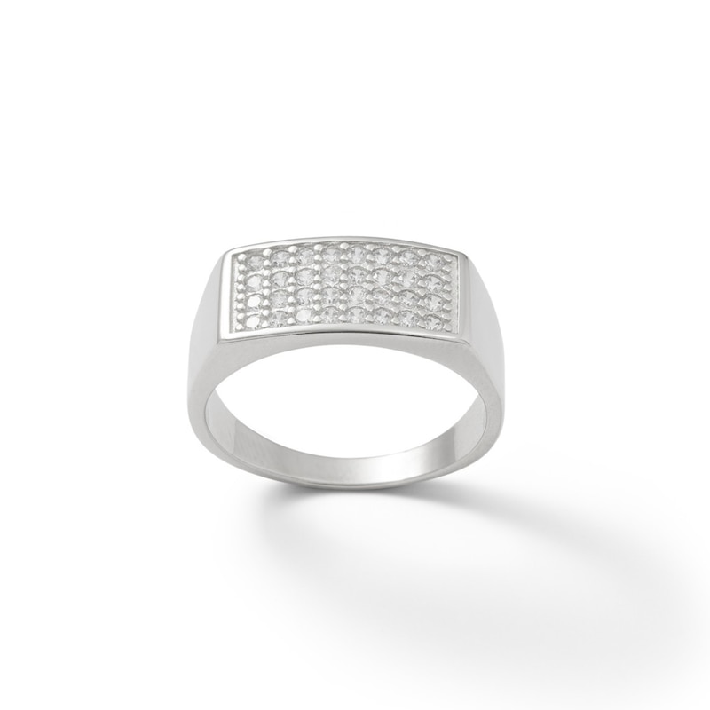 Main Image 1 of Cubic Zirconia Rectangle Ring in Solid Sterling Silver