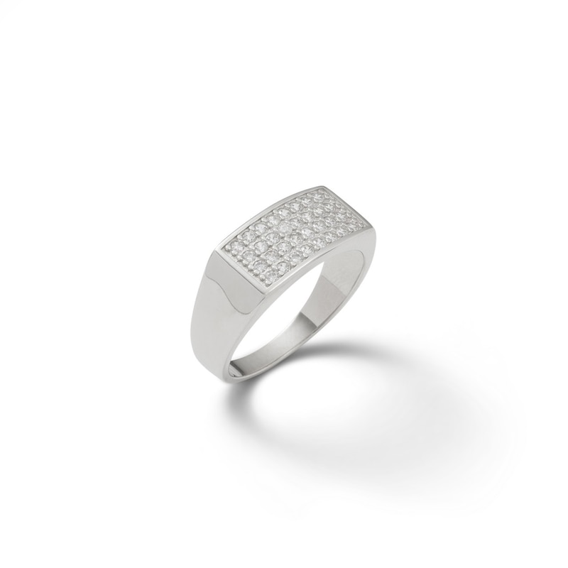 Cubic Zirconia Rectangle Ring in Solid Sterling Silver