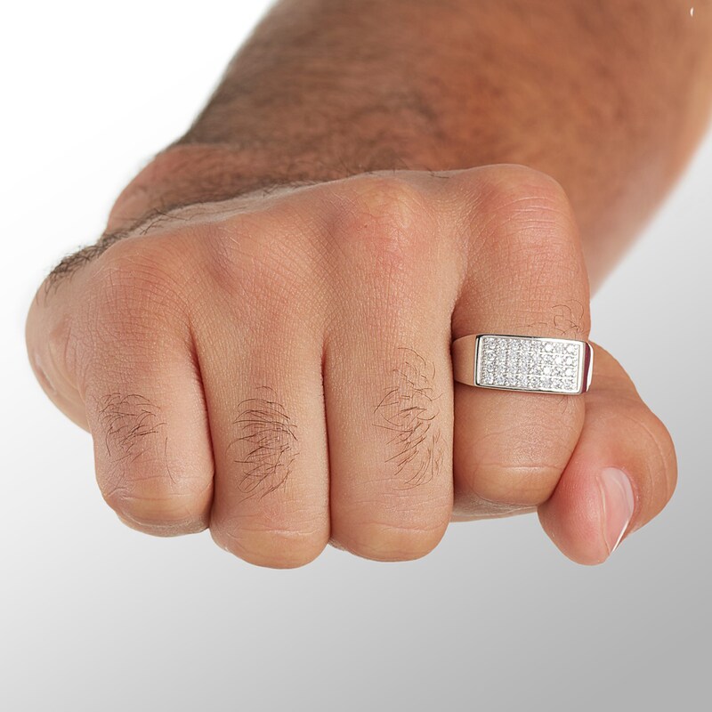 Main Image 3 of Cubic Zirconia Rectangle Ring in Solid Sterling Silver