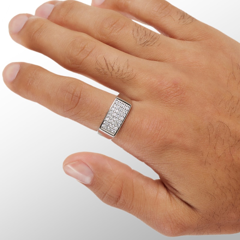 Main Image 4 of Cubic Zirconia Rectangle Ring in Solid Sterling Silver