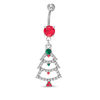Thumbnail Image 1 of 014 Gauge Christmas Tree Dangle Belly Button Ring with Multi-Color Crystals in Stainless Steel