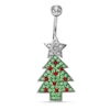 Thumbnail Image 1 of 014 Gauge Christmas Tree Belly Button Ring with Red and Green Crystals in Stainless Steel