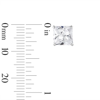 14K Solid White Gold 7mm Princess-Cut CZ Solitaire Studs