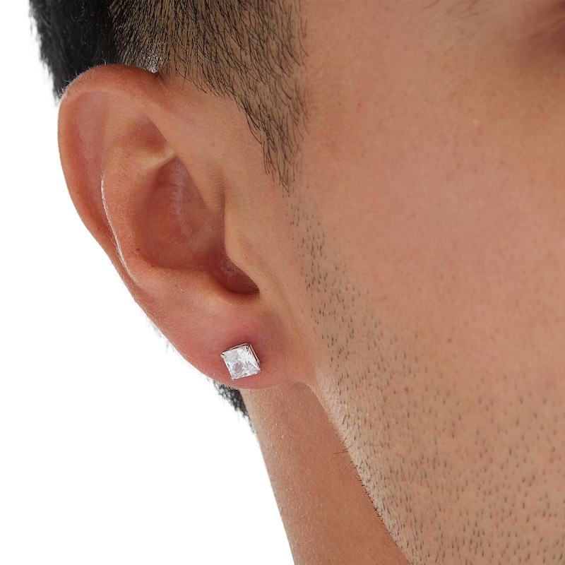 Main Image 2 of 5.0mm Princess-Cut Cubic Zirconia Stud Earrings in 14K White Gold