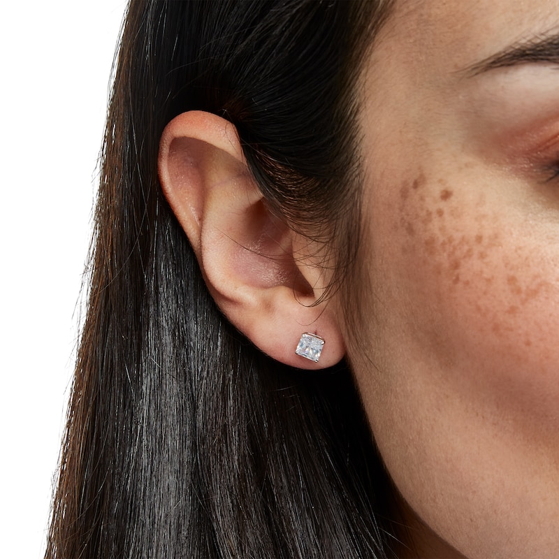 Main Image 3 of 5.0mm Princess-Cut Cubic Zirconia Stud Earrings in 14K White Gold