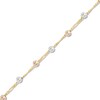 035 Gauge Figaro Chain Bead Anklet in 10K Tri-Tone Gold - 10"