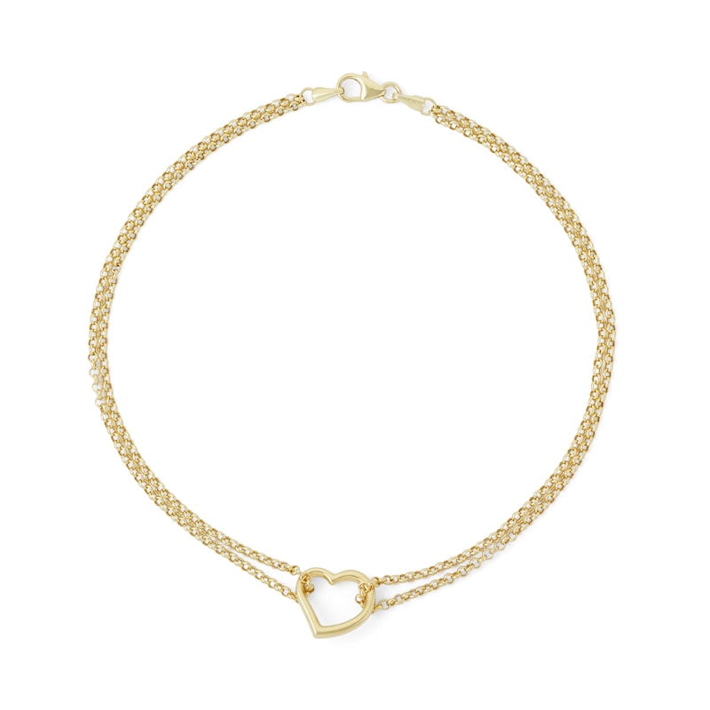 Heart Anklet in 10K Hollow Gold - 10"