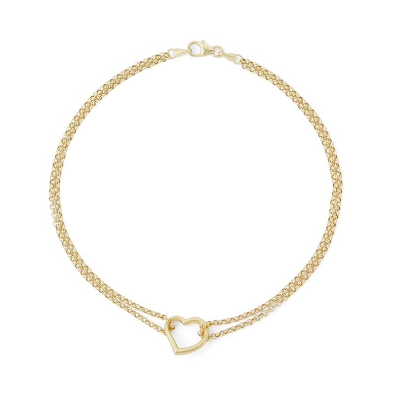 Main Image 2 of Heart Anklet in 10K Hollow Gold - 10"