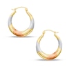 Thumbnail Image 1 of 14K Hollow Gold Twist Tri-Tone Hoops