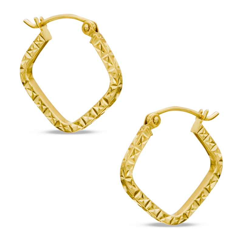 Small Square Hoop Earrings in 10K Gold